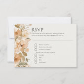 緑と桃の無垢の結婚花 出欠カード (正面)