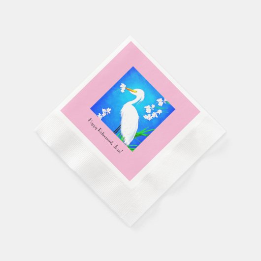 緑と桜さくらんぼの花と青空 縁ありカクテルナプキン (角)