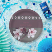 緑と梅のピンクス ペーパープレート (パーティー)