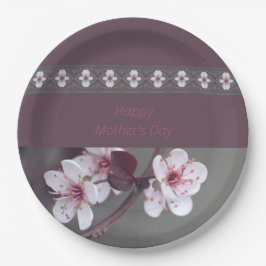 緑と梅のピンクス ペーパープレート