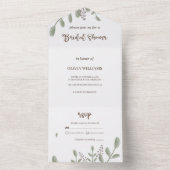 緑と水彩フローラブライダルシャワー オールインワン招待状 (内側)
