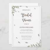緑と水彩フローラブライダルシャワー 招待状 (正面/裏面)
