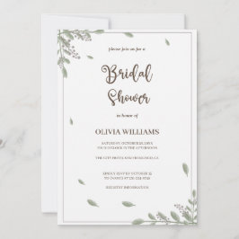 緑と水彩フローラブライダルシャワー 招待状