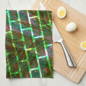 緑と汚れ、傷と壁効果 キッチンタオル (四つ折り)
