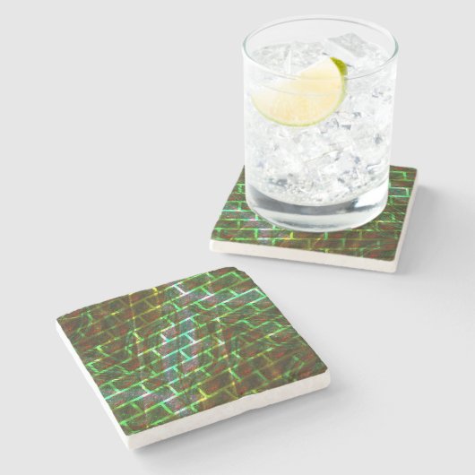 緑と汚れ、傷と壁効果 ストーンコースター (横)