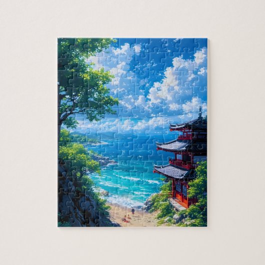緑と海の道 ジグソーパズル (縦)