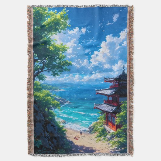 緑と海の道 スローブランケット (正面縦)