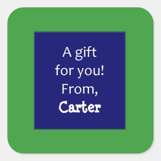 緑と海軍の子供カスタムのギフトステッカー スクエアシール (正面)