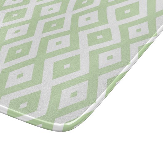 緑と淡い色の白のダイヤモンドパターン カッティングボード (角)