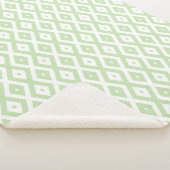 緑と淡い色の白のダイヤモンドパターン シェルパブランケット (3/4)