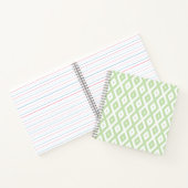 緑と淡い色の白のダイヤモンドパターン ノートブック (内部)