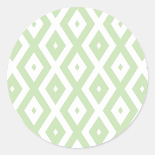 緑と淡い色の白のダイヤモンドパターン ラウンドシール (正面)