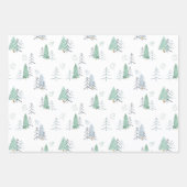 緑と淡い色の金ゴールドスカンジナビアのクリスマスパターン ラッピングペーパーシート (正面3)