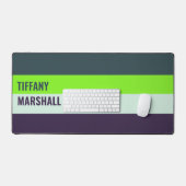 緑と深いの梅ストライプの模様 デスクマット (キーボード&マウス)