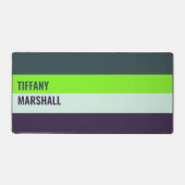 緑と深いの梅ストライプの模様 デスクマット (正面)