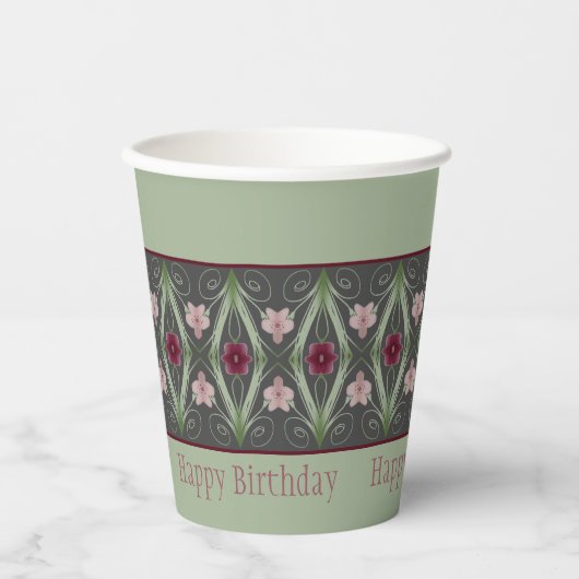 緑と濃い灰色 紙コップ (正面)