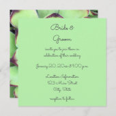 緑と濃い紫の多肉性の写真結婚の数 招待状 (正面/裏面)