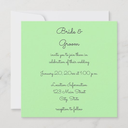 緑と濃い紫の多肉性の写真結婚の数 招待状 (正面)