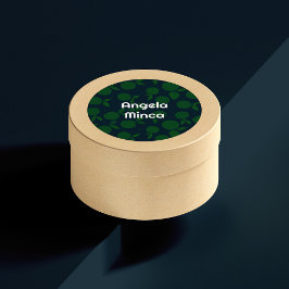 緑と濃い青の柑橘類名丸シール ラウンドシール