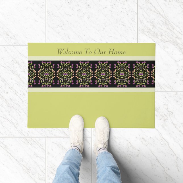 緑と灰色と黒 ドアマット (室内)