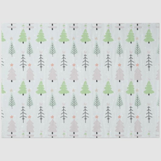 緑と灰色のクリスマスツリーがクリスマスを飾る 薄葉紙 (正面)