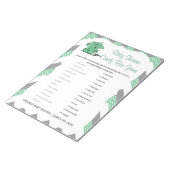 緑と灰色のシボロン象の赤ちゃんシャワーゲーム2 ノートパッド (アングル)