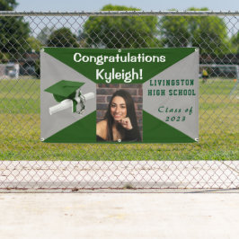 緑と灰色のビニールの卒業写真 横断幕