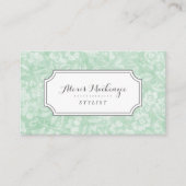 緑と灰色のヴィンテージフローラ 名刺 (正面)