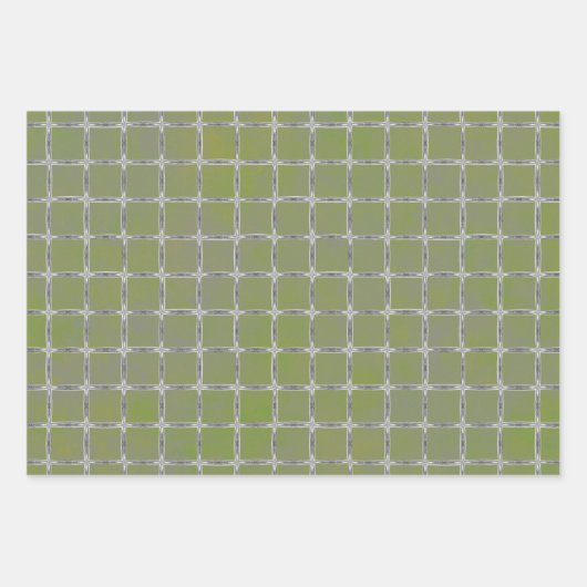 緑と灰色の幾何学的な折り返し紙シート ラッピングペーパーシート (正面)