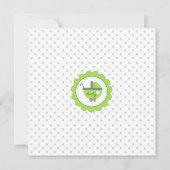緑と灰色の水玉模様ベビーシャワー 招待状 (裏面)