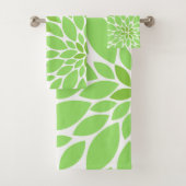 緑と灰色の菊の花柄 バスタオルセット (インサイチュ)