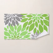 緑と灰色の菊の花柄 バスタオルセット (ハンドタオル)