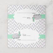 緑と灰色の象の赤ちゃんシャワー | 両面 プレイスカード (外部開封)