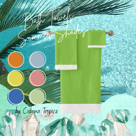 緑と無地の白のトリムバスタオルセット バスタオルセット