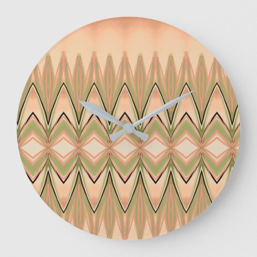 緑と珊瑚のデザイン ラージ壁時計 (正面)