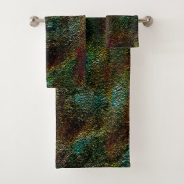 緑と珊瑚の色の斑点のある壁のテクスチャb バスタオルセット