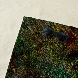 緑と珊瑚の色の斑点のある壁のテクスチャb ビーチタオル