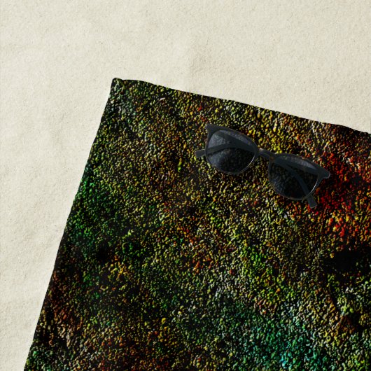 緑と珊瑚の色の斑点のある壁のテクスチャb ビーチタオル (インサイチュ)