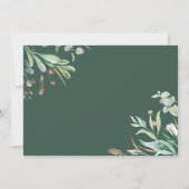 緑と白いバラの結婚写真を吸う サンキューカード (裏面)