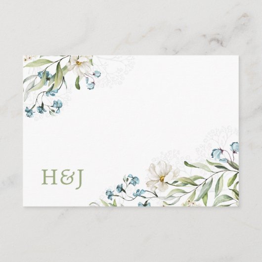 緑と白い花のエレガントな結婚式 エンクロージャーカード (裏面)