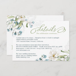 緑と白い花のエレガントな結婚式 エンクロージャーカード