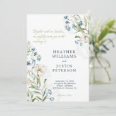 緑と白い花のエレガントな結婚式 招待状 (スタンド正面)