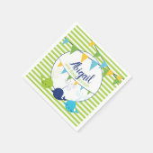 緑と白かわいいクジラ赤ちゃんシャワー男の子 スタンダードカクテルナプキン (角)