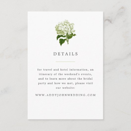緑と白とアジサイの詳細 エンクロージャーカード (正面)