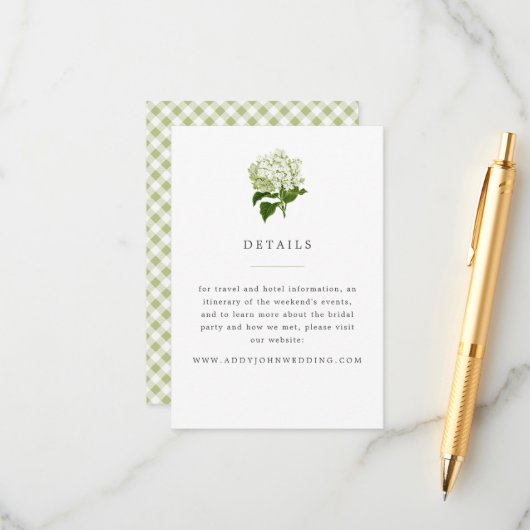 緑と白とアジサイの詳細 エンクロージャーカード (正面/裏面インサイチュ)