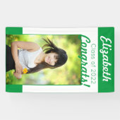 緑と白のおめでとうワンフォト卒業パーティー 横断幕 (横)