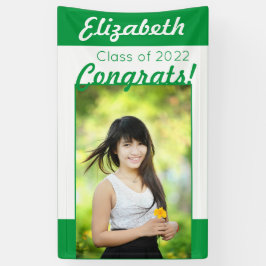 緑と白のおめでとうワンフォト卒業パーティー 横断幕