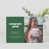 緑と白のおめでとう卒業2枚の写真卒業 案内状 (スタンド正面)