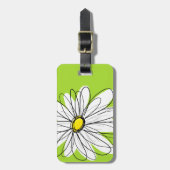 緑と白のお洒落デイジーとカスタム文字 ラゲッジタグ (正面縦)