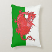 緑と白のアクセント枕にかわいい赤い龍 アクセントクッション (正面(垂直))